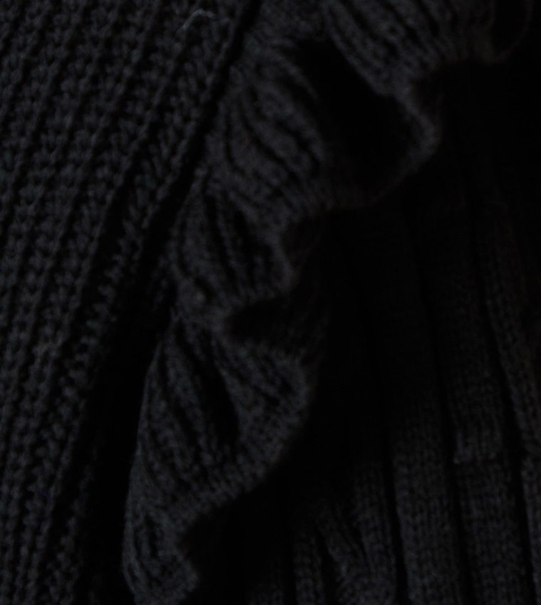 Frill Shoulder Crew Neck Sweater