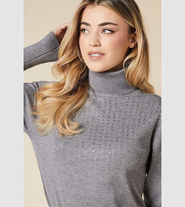 Embellished Roll Neck Sweater