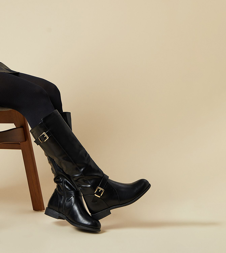 knee high boots lucky brand black leather boots