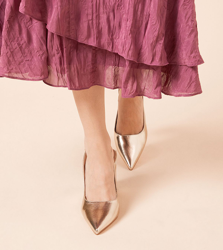 Ellens Pointed High Block Heel Slingback Pumps