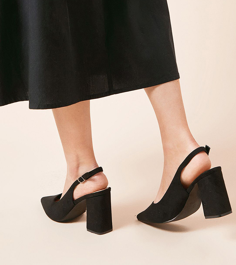 Ellens Pointed Toe Block Heel Slingback Pumps