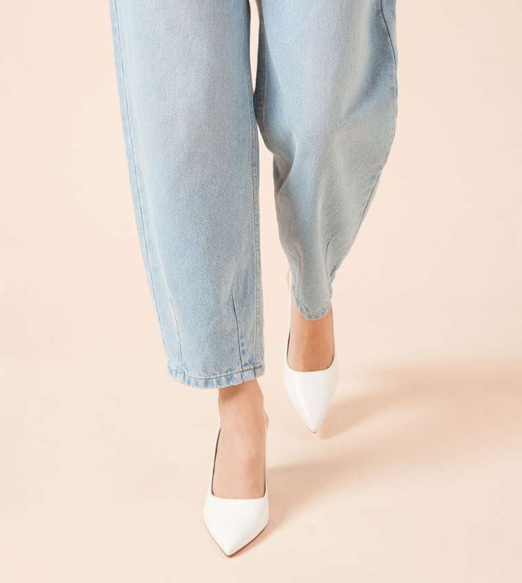 Ellens Pointed High Block Heel Slingback Pumps
