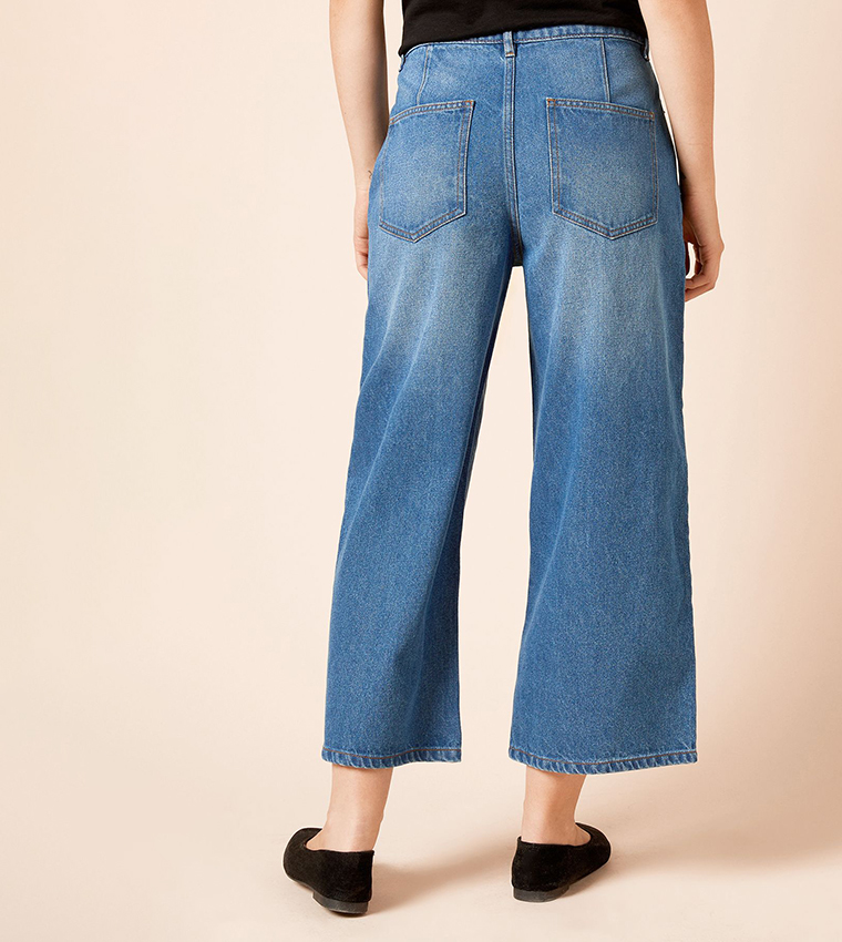 Faded High Waist Wide Leg Jeans