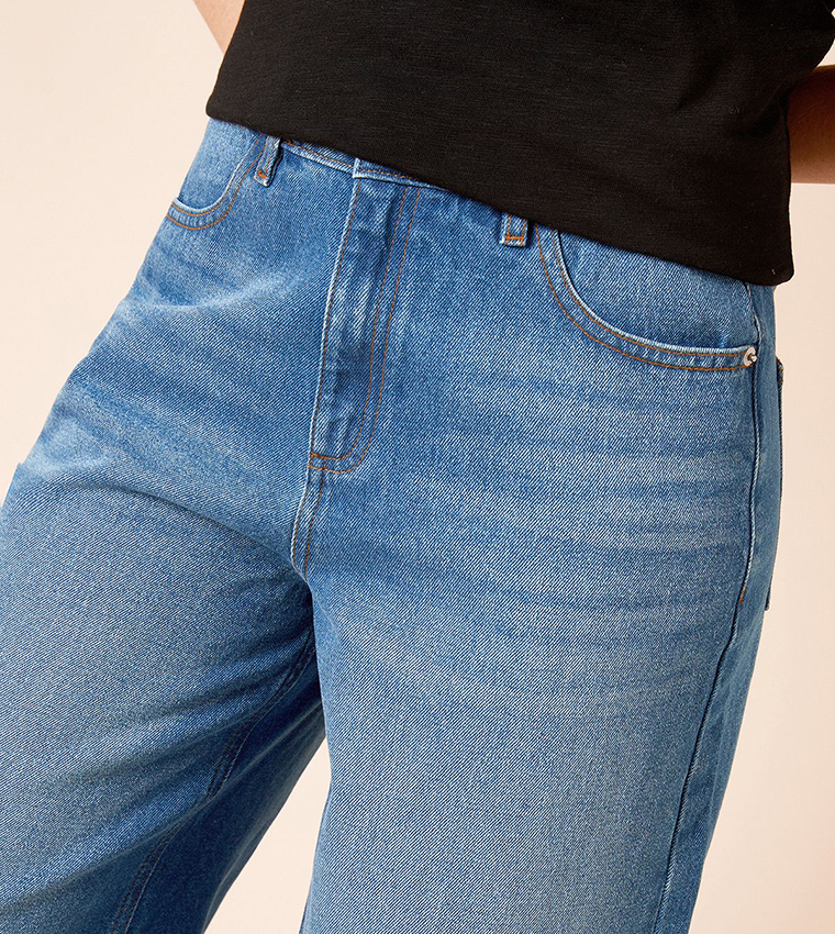 Faded High Waist Wide Leg Jeans