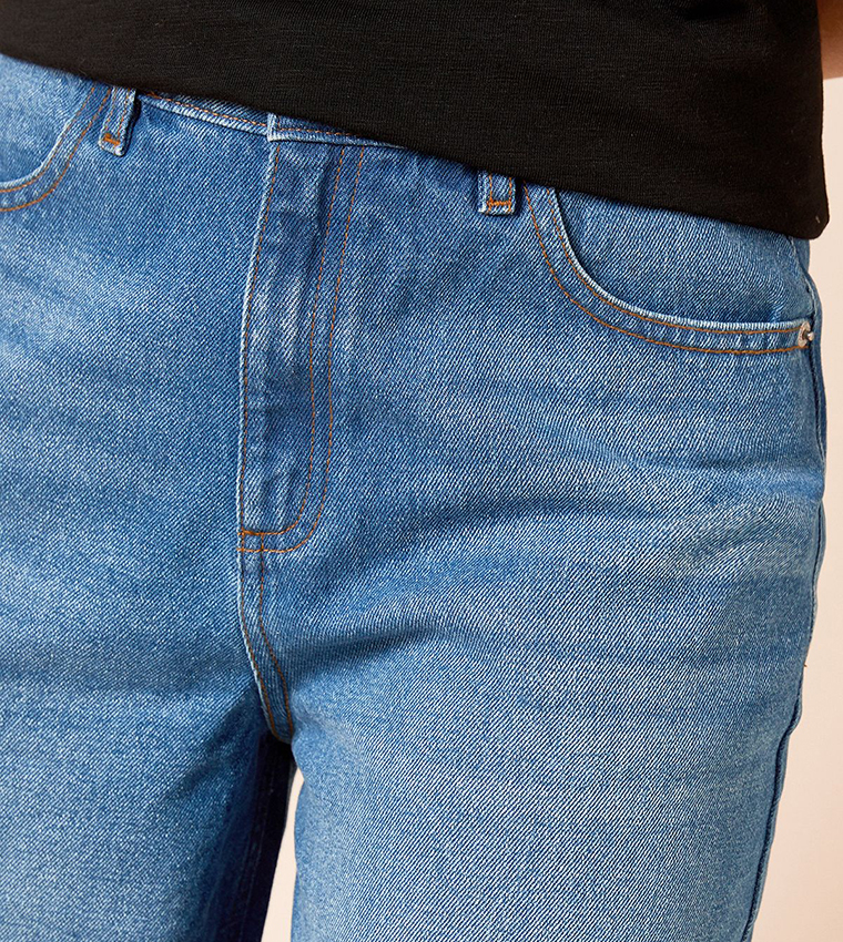 Faded High Waist Wide Leg Jeans