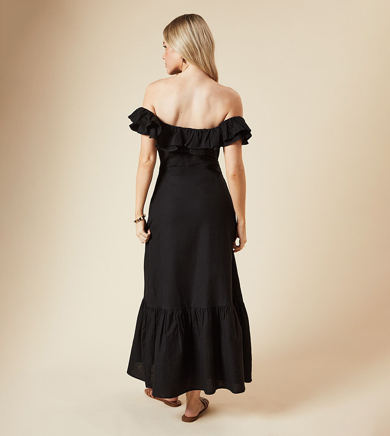 Off Shoulder Ruffle Maxi Dress