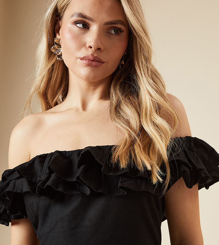 Off Shoulder Ruffle Maxi Dress