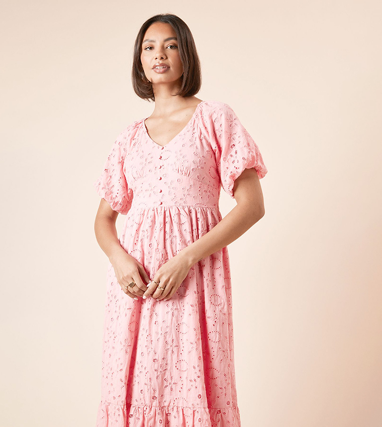 Buy Dorothy Perkins Embroidered V Neck Midi Dress In Pink | 6thstreet Saudi Arabia Buy Dorothy Perkins Embroidered V Neck Midi Dress In Pink | 6thstreet Saudi Arabia