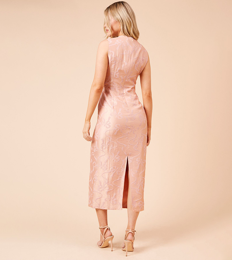 DP Luxe Satin Bow Print Midi Dress