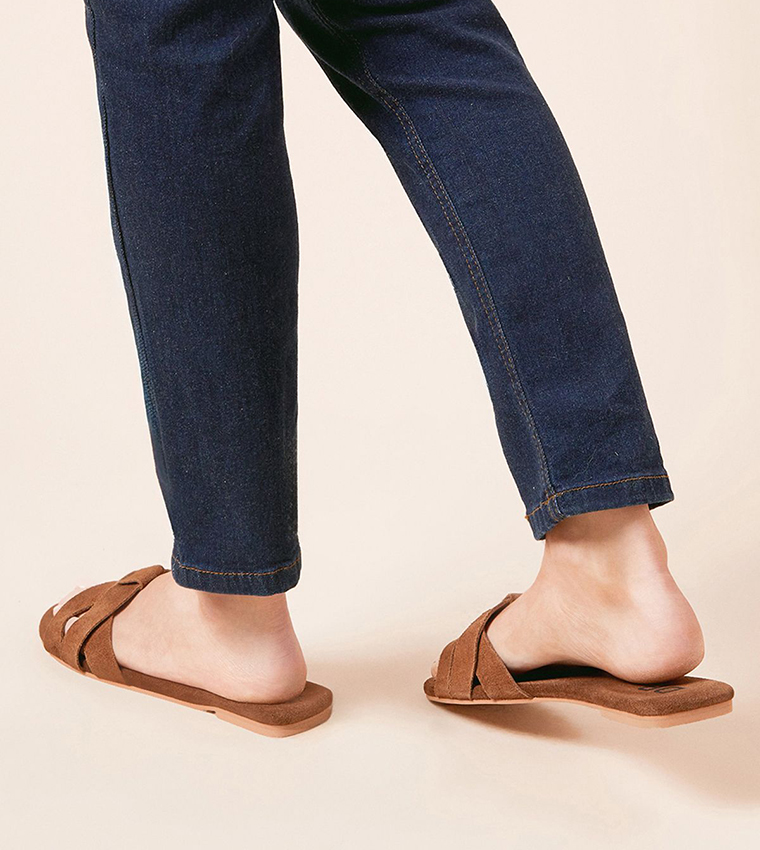 Freesia Suede Twisted Flat Sandals