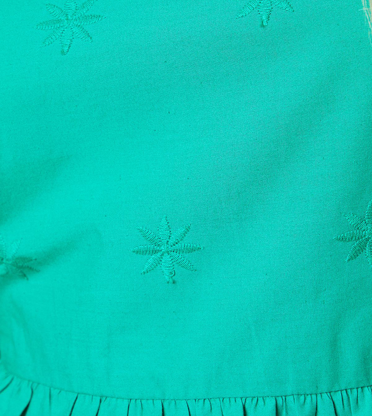 Petite Embroidered Square Neck Mini Dress