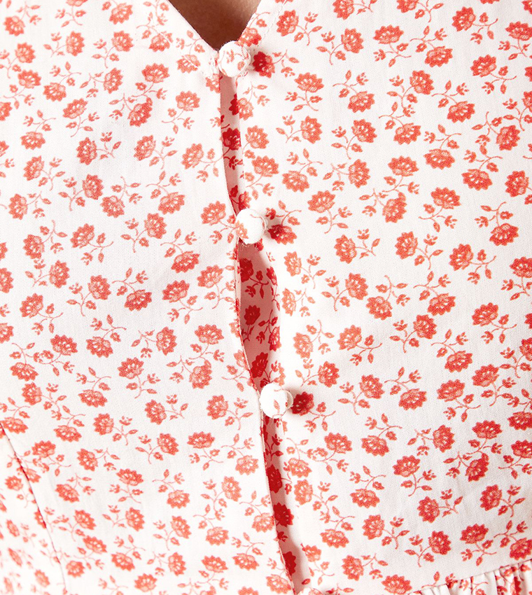 Floral Print V-Neck Peplum Top