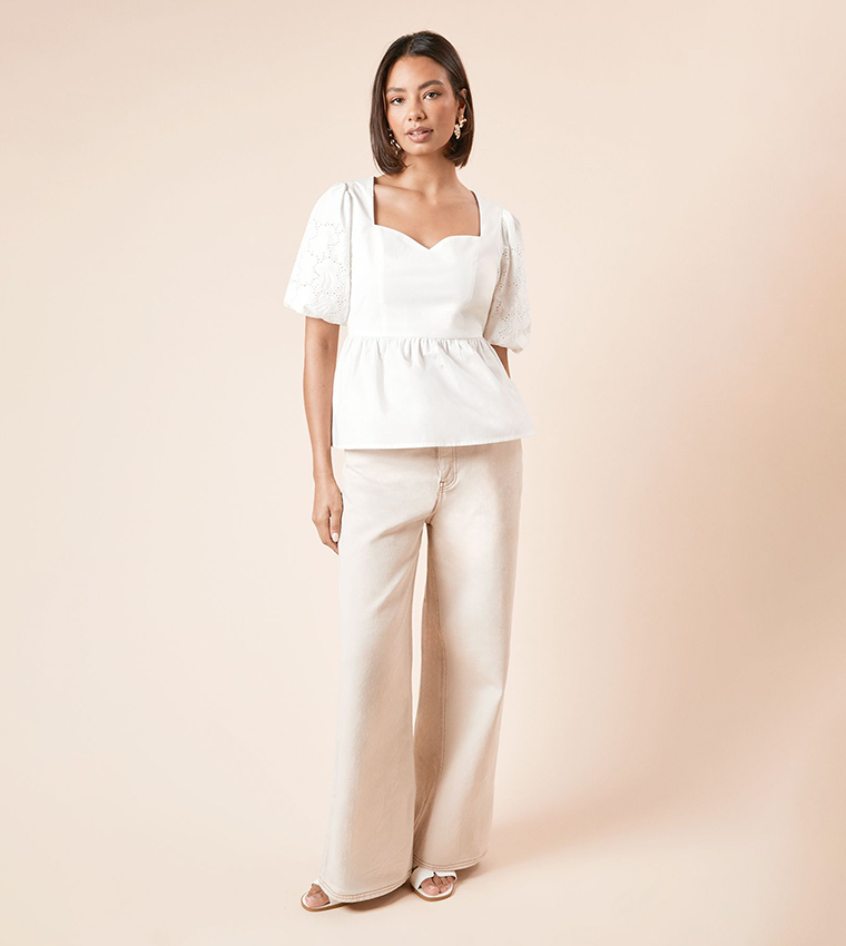 Embroidered Poplin Top