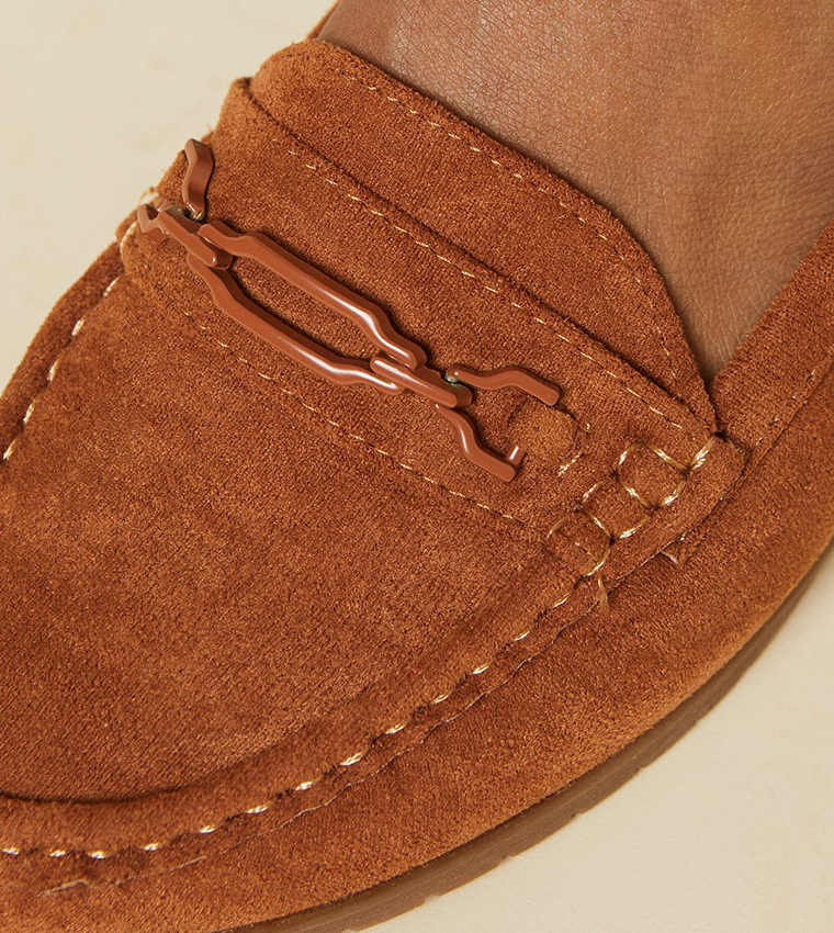 Berenice Comfort Suede Trim Detail Low Wedge Loafers