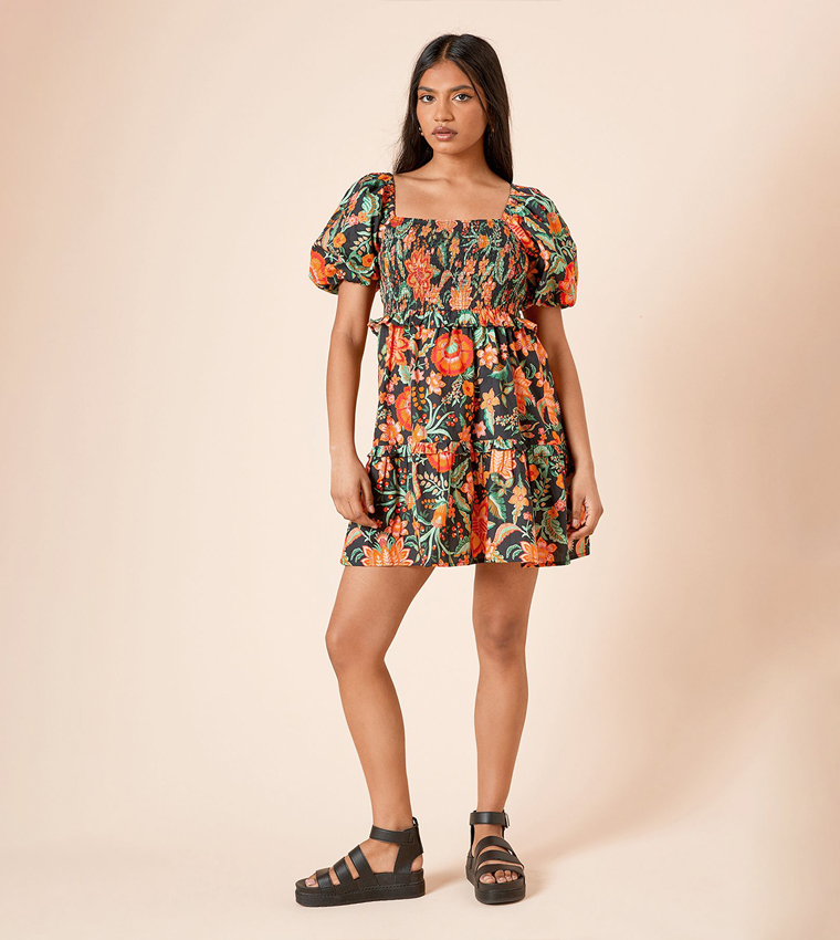 Petite Shirred Bodice Mini Dress