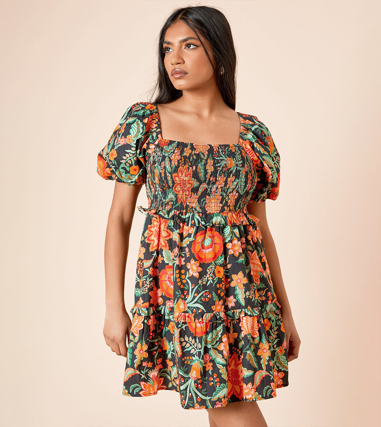 Petite Shirred Bodice Mini Dress