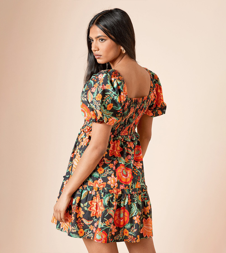 Petite Shirred Bodice Mini Dress