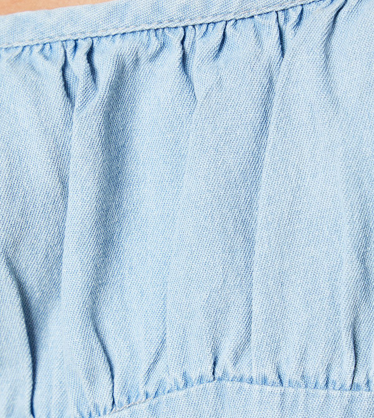 Petite Chambray Bust Detail Midi Dress