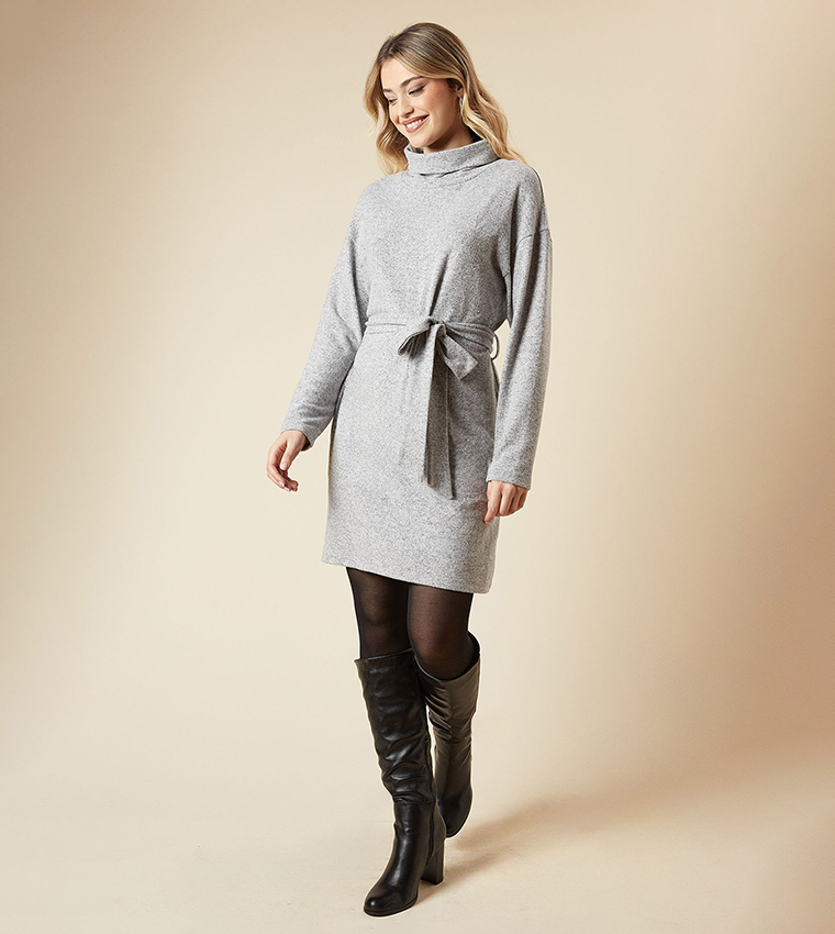 slim fit dress slacks Dorothy Perkins Silver Pleated Dress – Sancho's main image 1
