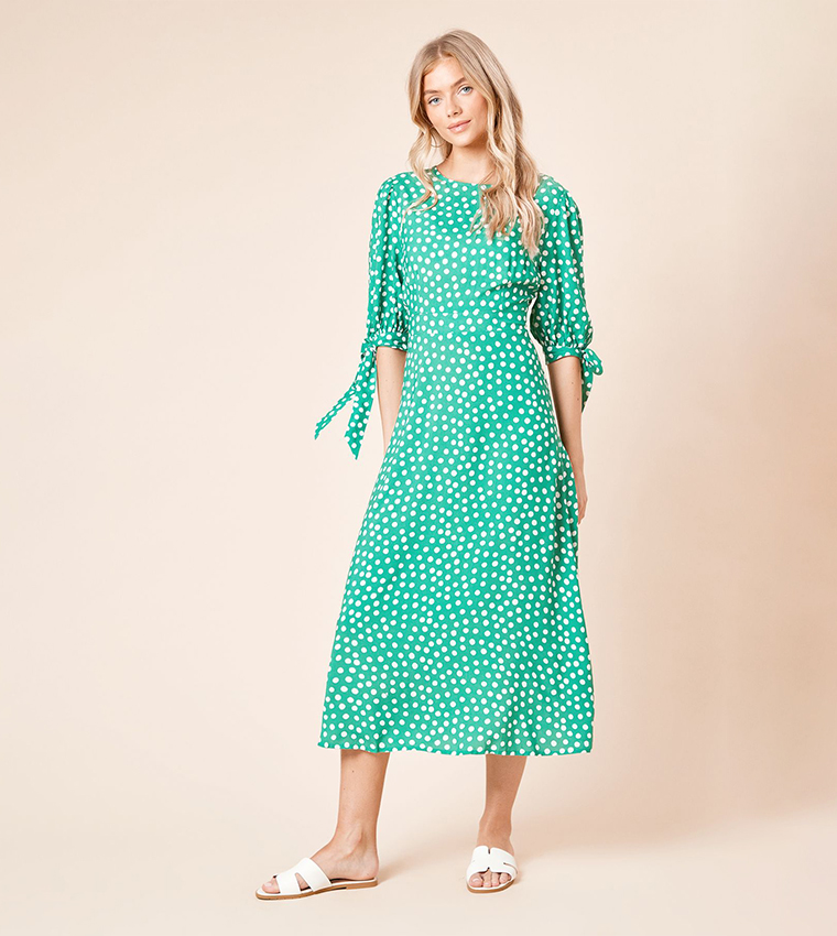 Polka Dot Printed Midi Dress