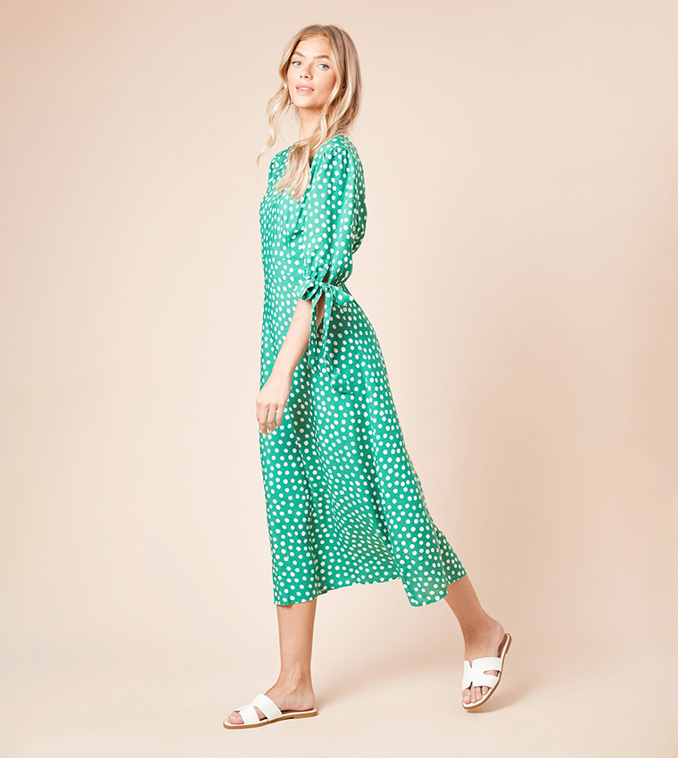 Polka Dot Printed Midi Dress