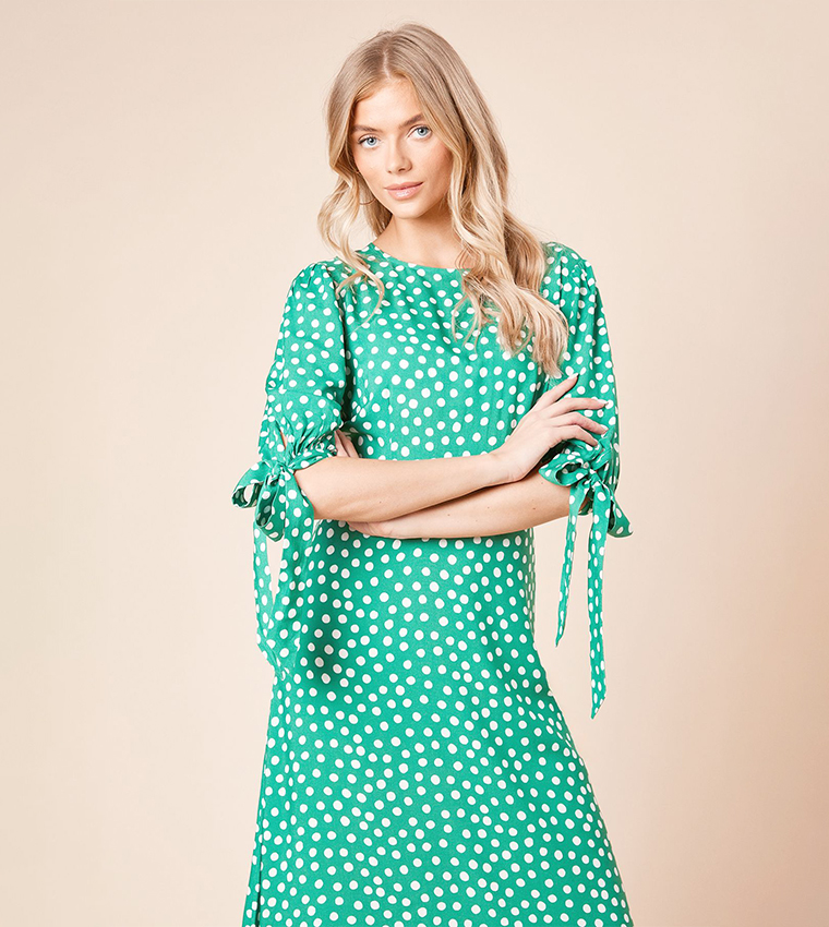 Polka Dot Printed Midi Dress