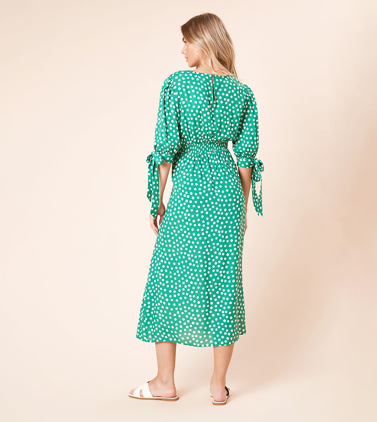 Polka Dot Printed Midi Dress