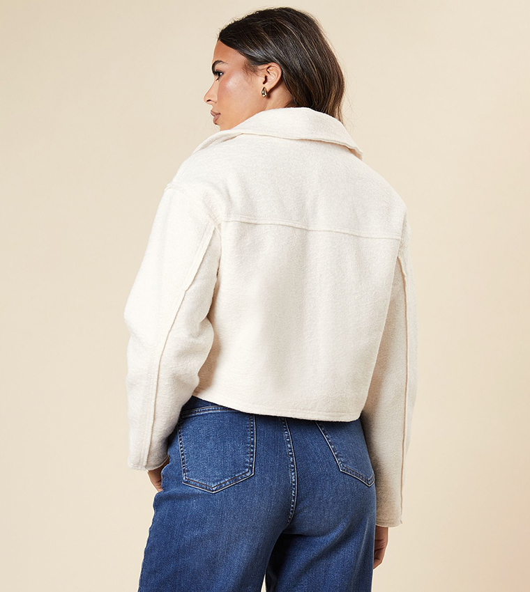 Zip Front Pocket Detail Crop Jacket