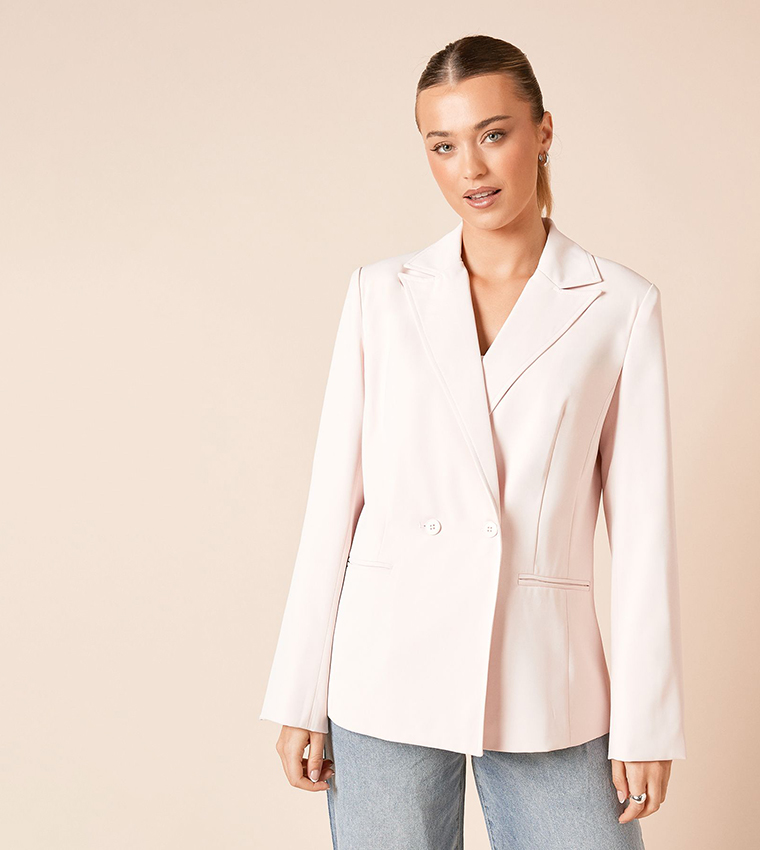 Seam Front Detail Long Sleeves Blazer