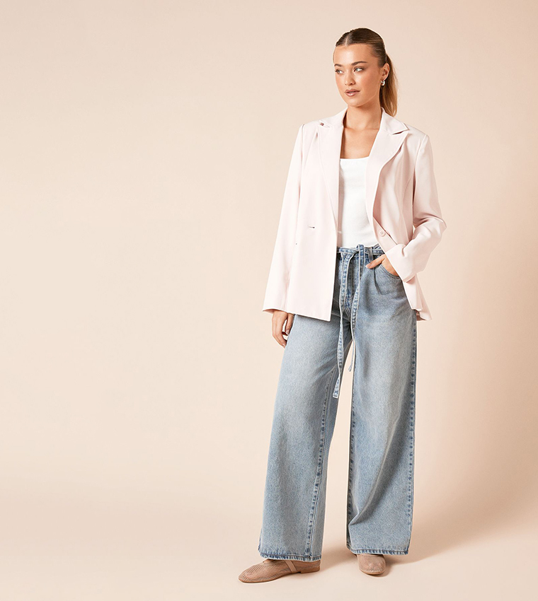 Seam Front Detail Long Sleeves Blazer
