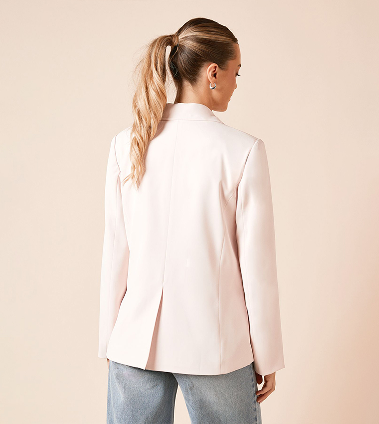 Seam Front Detail Long Sleeves Blazer