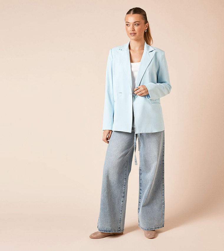 Seam Front Detail Long Sleeves Blazer