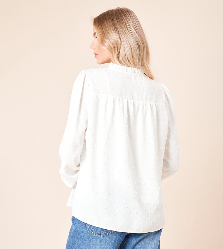 Cuff Smocked Long Sleeves Top