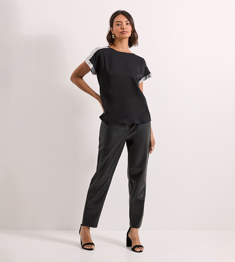 Short Sleeves Sequin Top