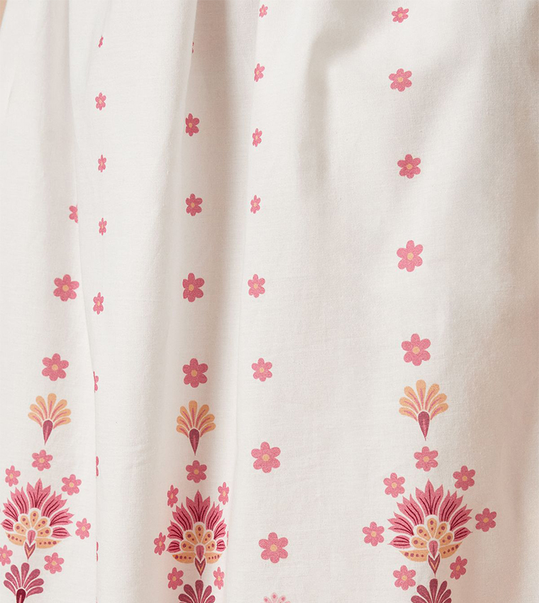 Printed Strappy Scoop Neck Poplin Maxi Dress