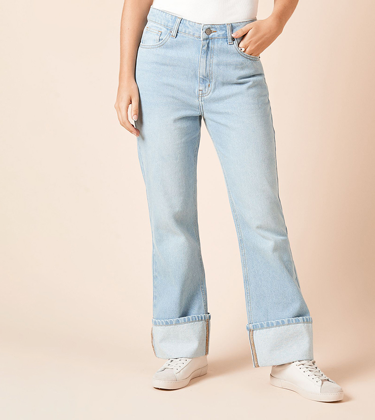 Washed High Waist Wide Leg Jeans