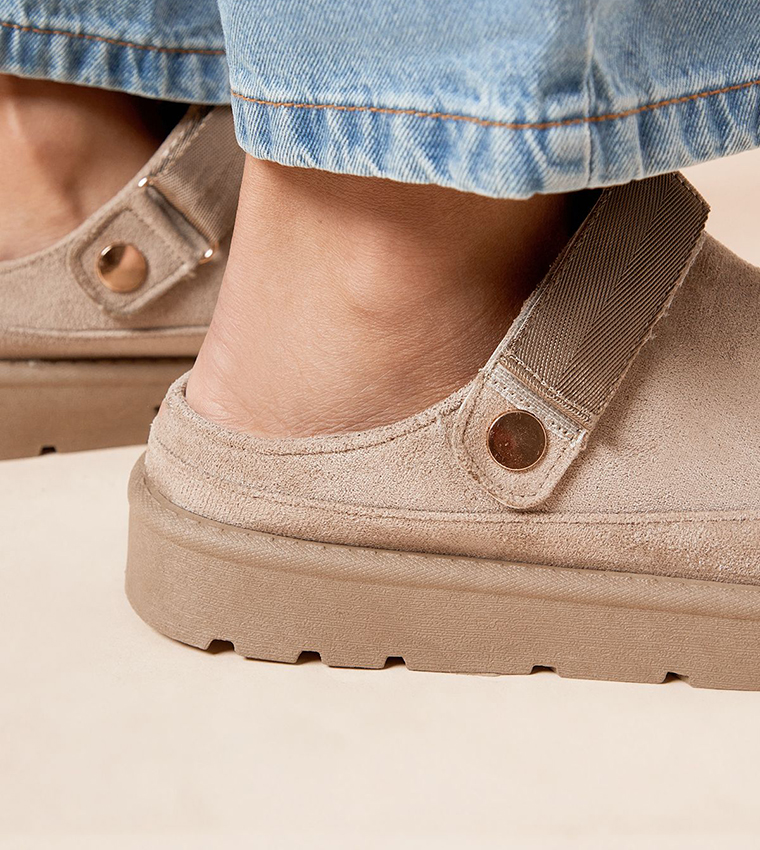 Zinnia Faux Suede & Sheepskin Slingback Clogs
