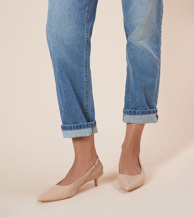 Faelina Faux Leather Slingback Kitten Heel Pumps