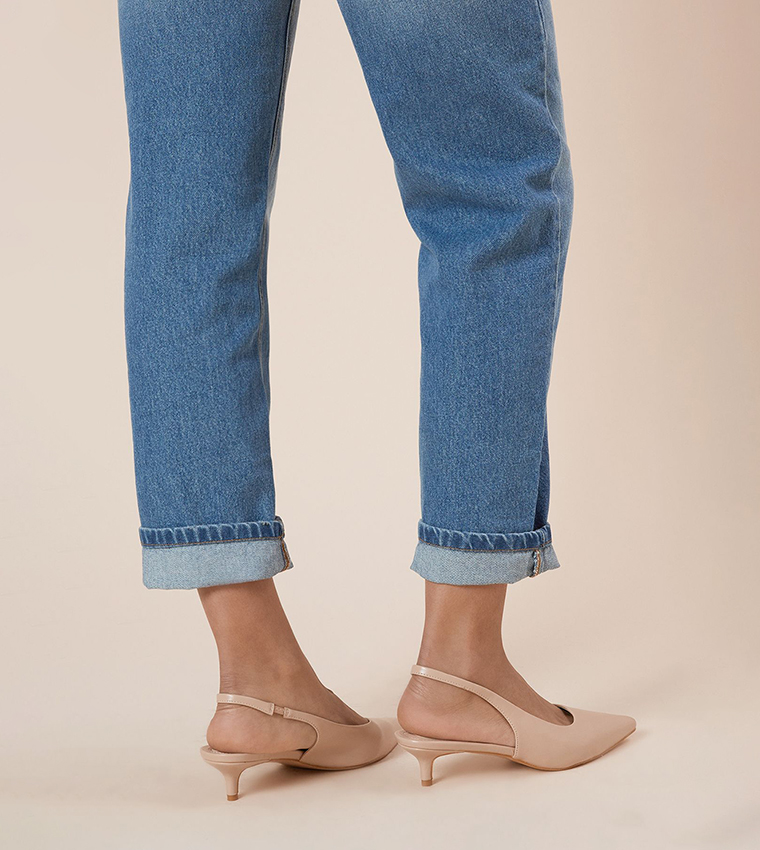 Faelina Faux Leather Slingback Kitten Heel Pumps