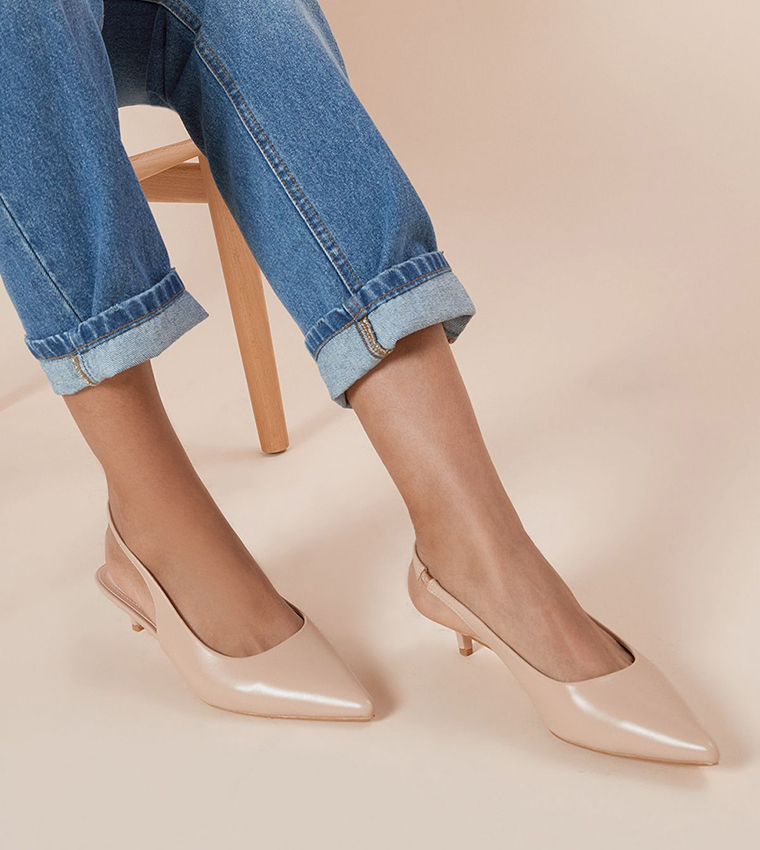 Faelina Faux Leather Slingback Kitten Heel Pumps