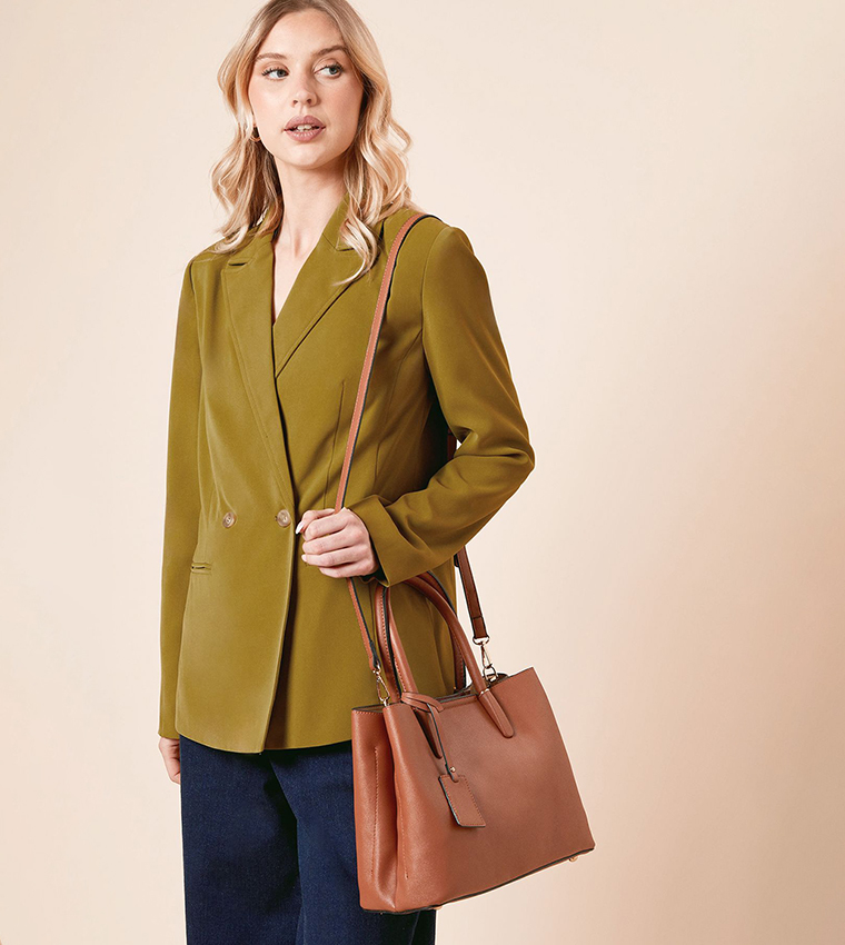 Riley Faux Leather Satchel Bag With Multi Internal Pocket