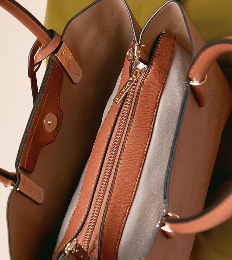 Riley Faux Leather Satchel Bag With Multi Internal Pocket