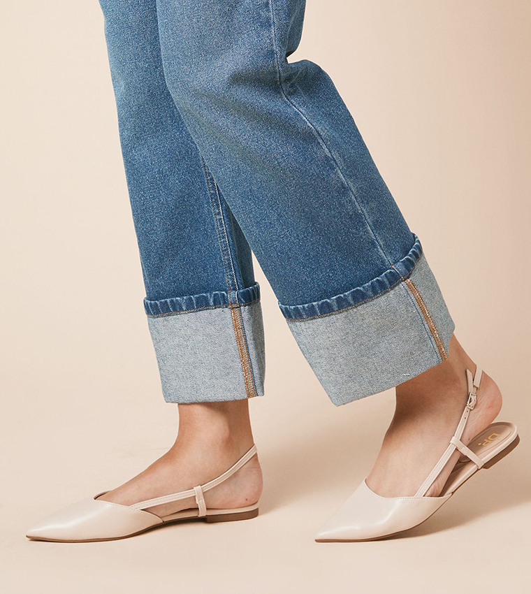 Briony Faux Leather Pointed Slingback Flat Shoes