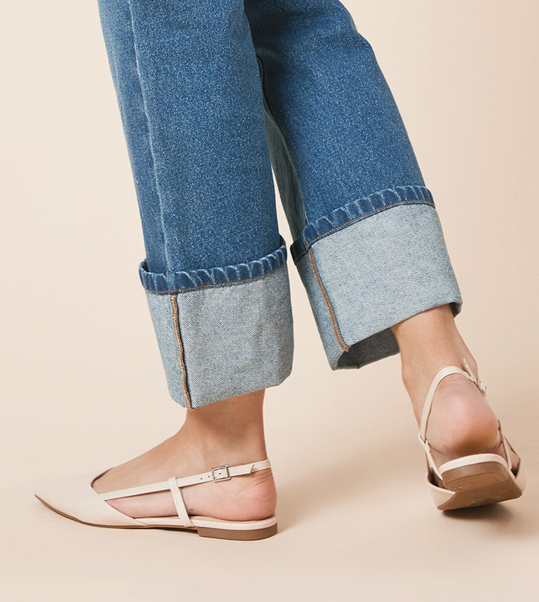 Briony Faux Leather Pointed Slingback Flat Shoes