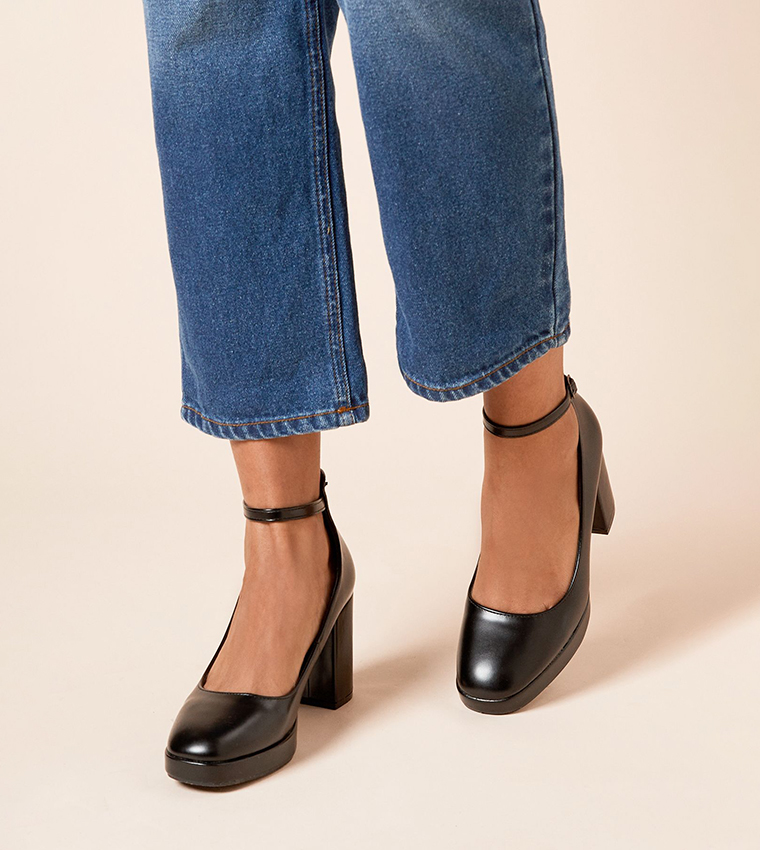 Vanessa Faux Leather Ankle Loop Pumps