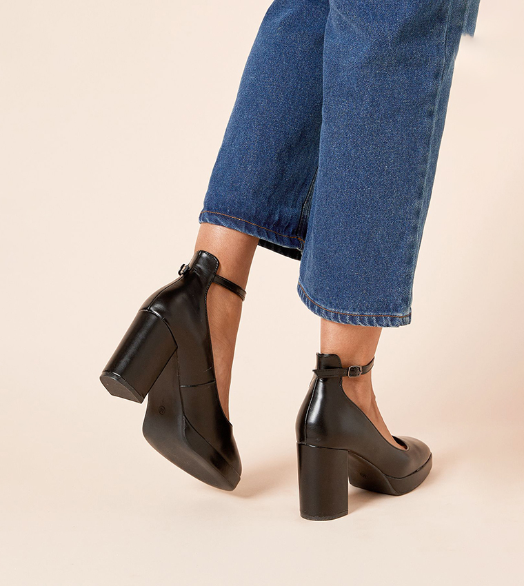 Vanessa Faux Leather Ankle Loop Pumps