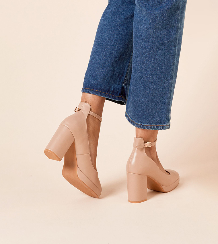 Vanessa Faux Leather Ankle Loop Pumps