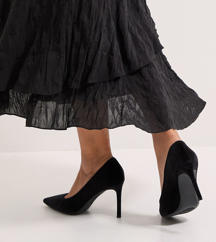 Wide Fit Dash Velvet Stiletto Heel Pumps