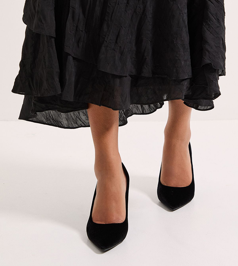 Wide Fit Dash Velvet Stiletto Heel Pumps