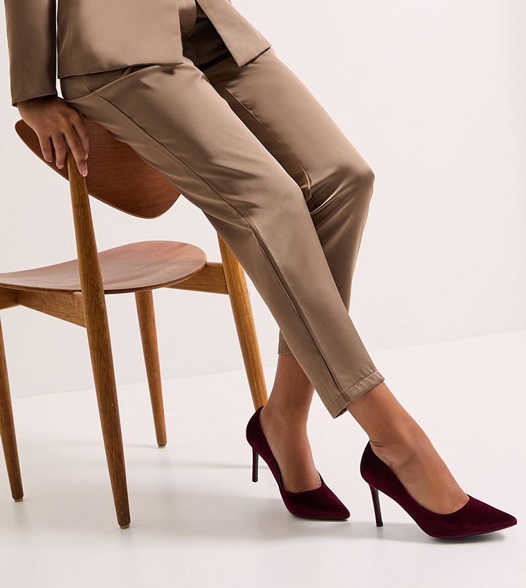 Wide Fit Dash Velvet Stiletto Heel Pumps